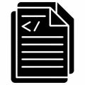 Black and white icon, document symbol, code snippet, Royalty Free Stock Photo