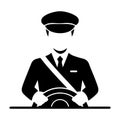 Black and White Icon of a Driver Behind the Wheel Royalty Free Stock Photo