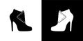 Black and white icon of fashionable women&#s high heel shoes, sign, logo, silhouette of shoe Royalty Free Stock Photo