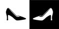 Black and white icon of fashionable women's high heel shoes, sign, logo, silhouette of shoe Royalty Free Stock Photo