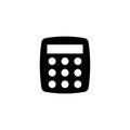 A black and white icon of an intercom device, featuring a clean and simple design with a black background and white
