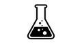 Black and White Icon of a Laboratory Flask with Bubbles Royalty Free Stock Photo