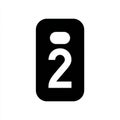 Black and White Icon of Number Two with Rounded Rectangle Background and White Circle Symbol Royalty Free Stock Photo