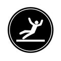 black and white icon of person slipping