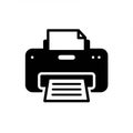 Black and white icon of a printer with paper Royalty Free Stock Photo