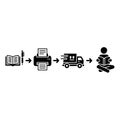 Book Publishing and Delivery Process Icons Workflow Royalty Free Stock Photo