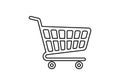 Icon of a shopping cart. Simple outline design with a rectangular basket Royalty Free Stock Photo