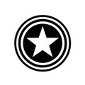 Black and White Icon of a Star Inside Concentric Circles symbol graphic Royalty Free Stock Photo