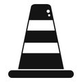 Striped traffic cone signaling caution on road construction site Royalty Free Stock Photo