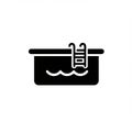 Black and white icon of a swimming pool. Features a rectangular pool with a wavy water line inside to indicate water Royalty Free Stock Photo