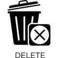 Black and white icon of a trash bin with a crossedout box symbolizing delete function for digital files Royalty Free Stock Photo
