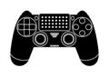 Black and white icon of a wireless joystick, control controller for a game console. Isolated vector on white background