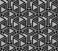 Black and white illusive abstract geometric seamless 3d pattern.