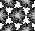 Black and white illusive abstract seamless pattern with geometric figures. Vector symmetric simple backdrop.