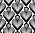 Black and white illusive abstract seamless pattern with stripy l