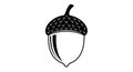Black and white illustration of an acorn, featuring a rounded nut with a smooth surface and pointed bottom Royalty Free Stock Photo