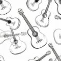 Acoustic Guitars Seamless Pattern Illustration Royalty Free Stock Photo