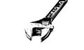 Black and white illustration - adjustable wrench on a white background