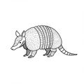 Black and white illustration of an armadillo, featuring a distinctive armored shell with Royalty Free Stock Photo