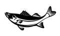 Black and white illustration of The Barramundi fish vector design