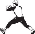 Black and White Baseball Fielder Illustration Royalty Free Stock Photo