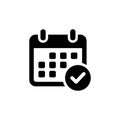 Simple Solid Calendar Check Mark Reminder Symbol Graphic Icon Royalty Free Stock Photo