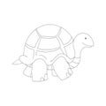 Black and white illustration of cartoon turtle