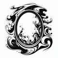 Swirling Water: A Captivating Black And White Calligraphy Circle Royalty Free Stock Photo