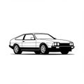 Black and white illustration of a classic coupe car. Features include a streamlined Royalty Free Stock Photo