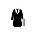 Black and white illustration of a coat with a three-button design and white lapels. The Royalty Free Stock Photo