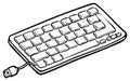 Black and white illustration of a computer keyboard with cord and plug Royalty Free Stock Photo