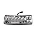 Black and white illustration of a computer keyboard on a dark background Royalty Free Stock Photo