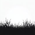 Black and white illustration of a corn field silhouette, isolated on a white background. Royalty Free Stock Photo