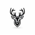 Minimalist Black Deer Head Design: Bold, Symmetrical Portraiture Iconography