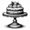 Black And White Illustration Of A Delicious Layered Cake Royalty Free Stock Photo