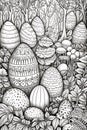 a black and white illustration of easter eggs. Royalty Free Stock Photo