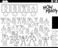 how many cartoon robots counting activity coloring page