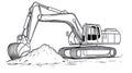 Excavator Digger Line Art. Construction Equipment Sketch. Royalty Free Stock Photo