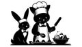 A black and white illustration features an anthropomorphic cat Royalty Free Stock Photo