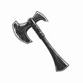 Engraved double axe viking style, weapon isolated illustration, black ink silhouette Royalty Free Stock Photo