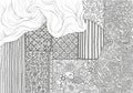 Black-and-white illustration featuring a mix of patterns and Royalty Free Stock Photo