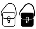 Men\'s sling bag illustration icon, black and white, outline and silhouette Royalty Free Stock Photo