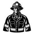 Black and white illustration of a firefighter helmet uniform Royalty Free Stock Photo