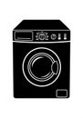 Black and white illustration of a front-loading washing machine. Royalty Free Stock Photo