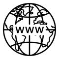 Black and white illustration of globe with WWW text inside Royalty Free Stock Photo