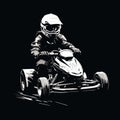 High Contrast Chiaroscuro Vector Illustration Of Karting Racer In Helmet