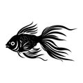 Black and white illustration of golden fish. Royalty Free Stock Photo