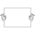 Black and white illustration of hands holding a blank paper