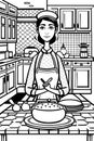 A happy similing woman making food in the kitchen