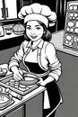 A happy similing woman making food in the kitchen